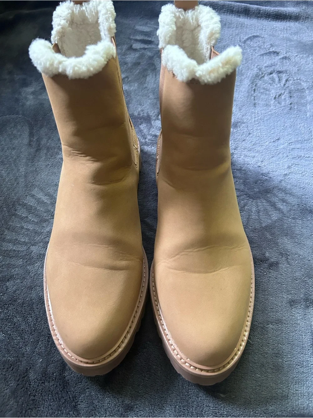 Women’s J. Crew Tan, Shearling-Lined Chelsea Boots